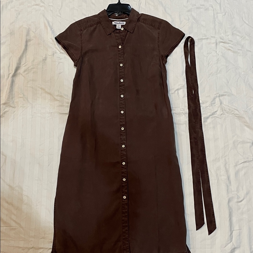 Tommy Bahama Button-Down Brown Midi Dress